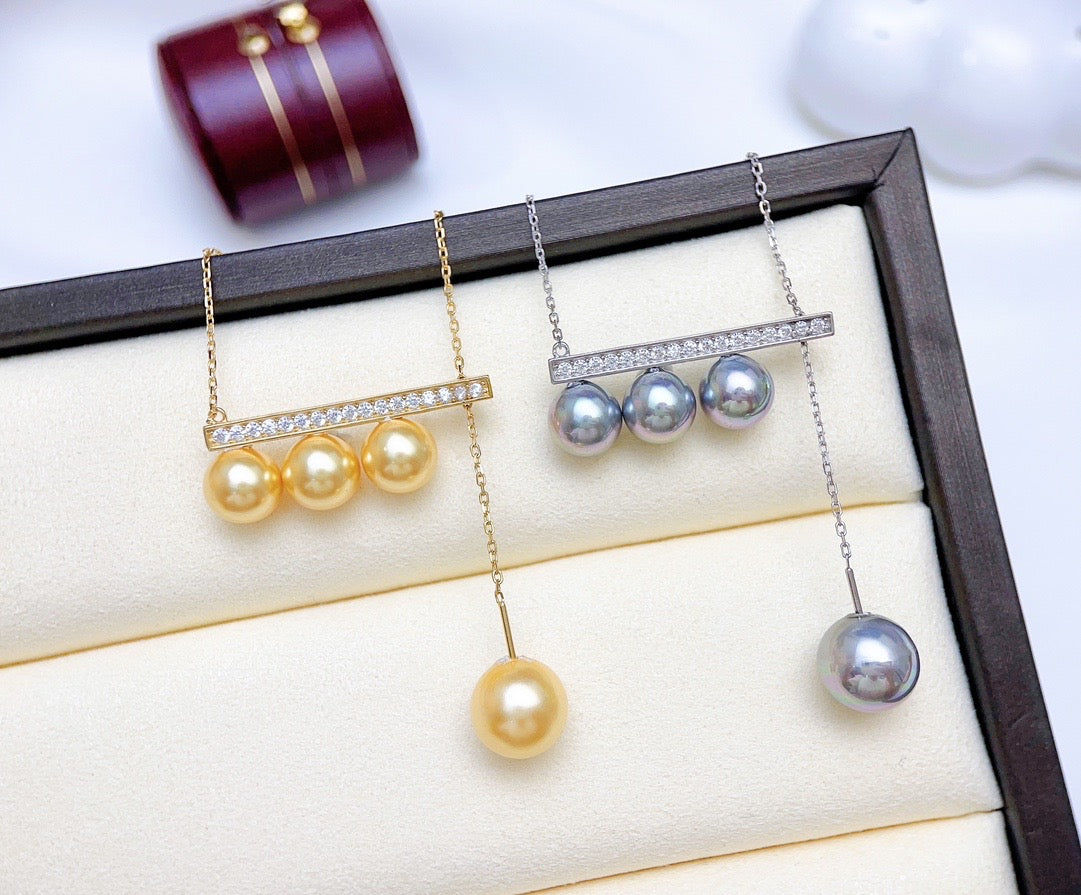 【Accessory】S925 4-pearl balance beam flexible pendant