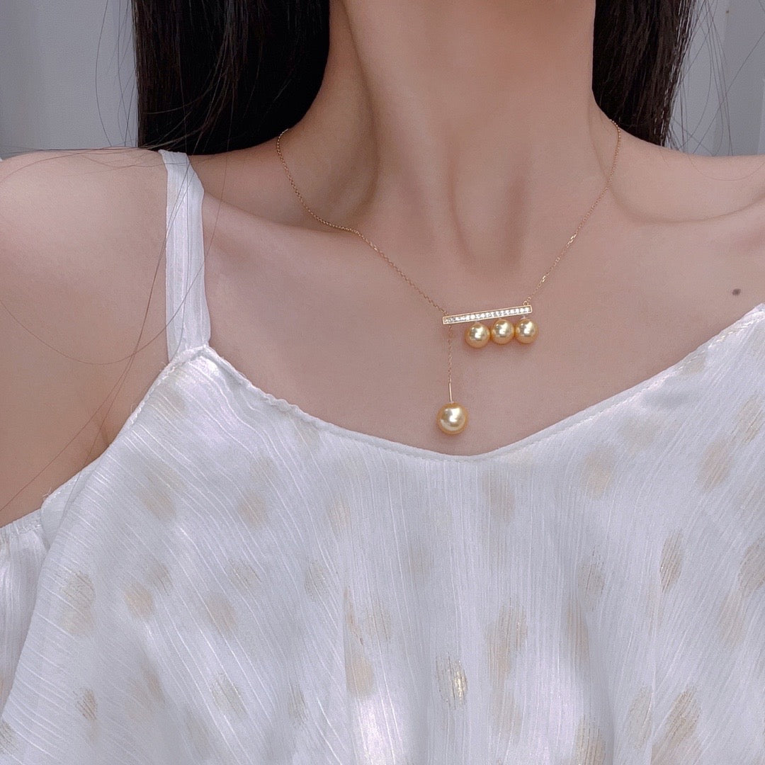 【Accessory】S925 4-pearl balance beam flexible pendant