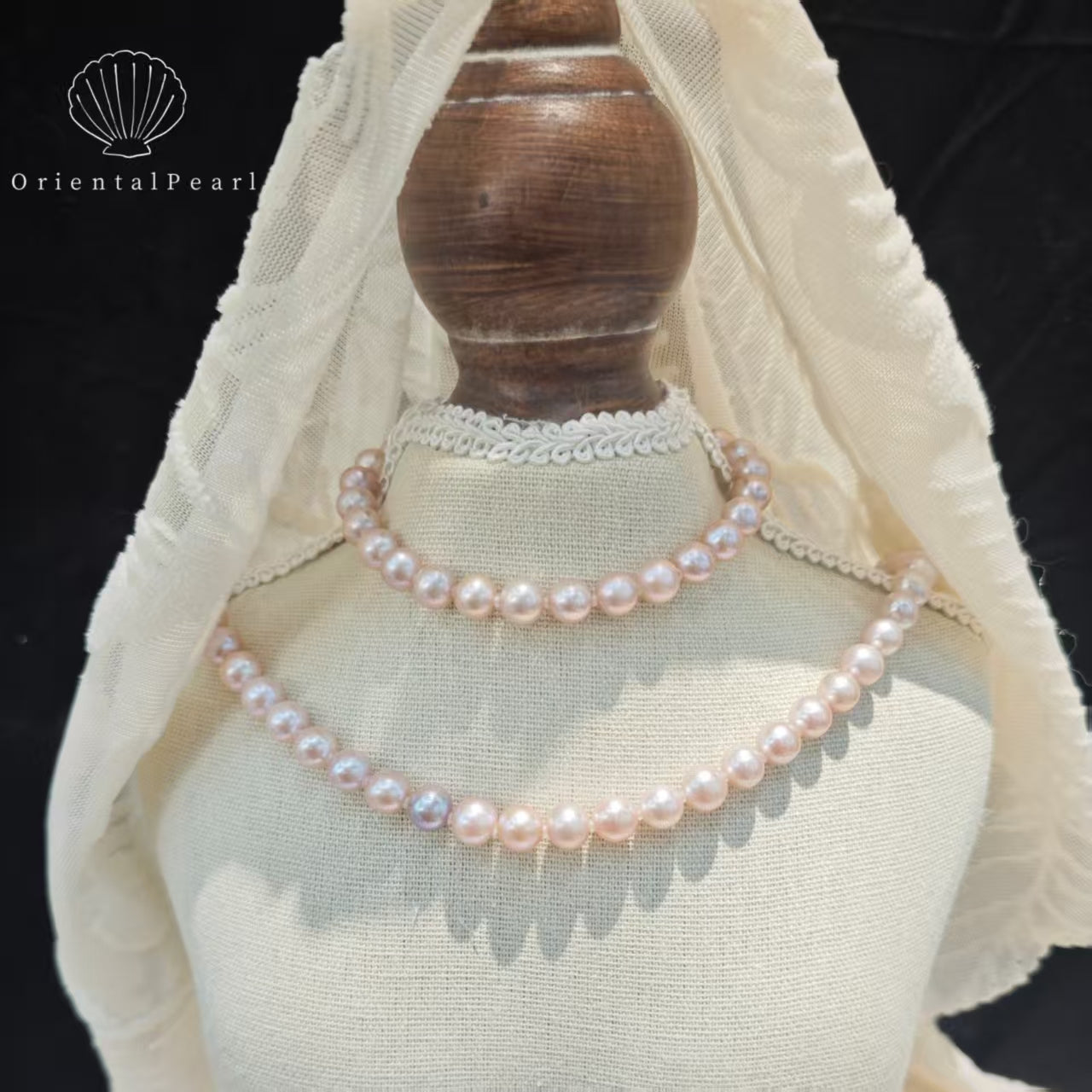 Set06-Blush Light Pink Freshwater Pearls Necklace and Bracelet Nucleus-free Seedless Pink Pearl Set with Sterling Silver S925 Clasp Full Strand Pink Blossom Glow Genuine Pearl Silver Accessories