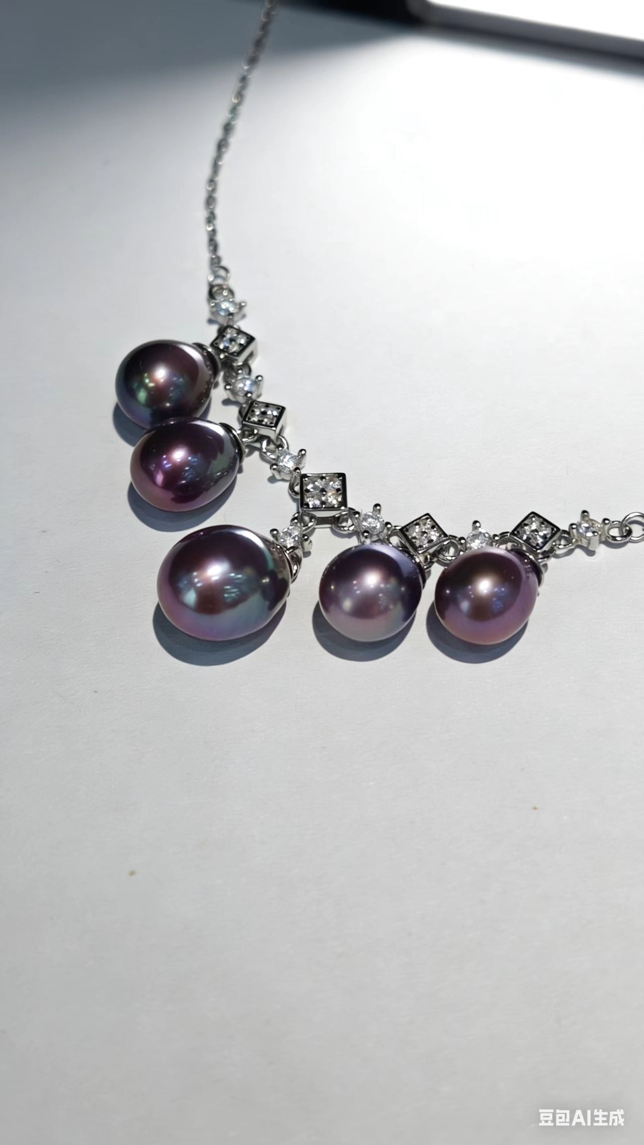 NC01-Deep Demon Purple Pearl Necklace with S925 Sterling Silver Chain with Zircon Decoration Natural Freshwater Teardrop Pearl Necklace