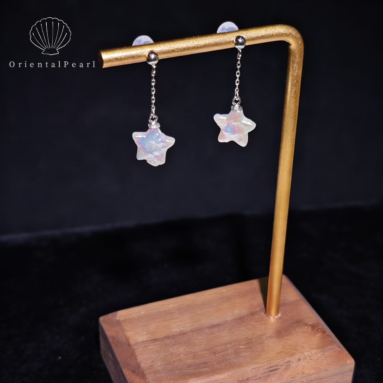 Set08-Natural Star Shape Pearl Necklace and Earring Set Baroque Irregular Star Shape Freshwater Pearl with S925 Sterling Silver Accessories Cute Romantic gift for Children Girlfriend Family