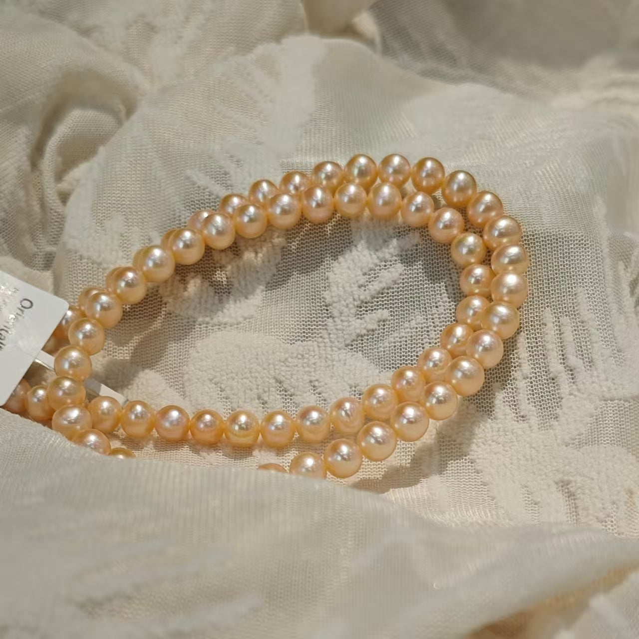 NC08-Champagne Gold Freshwater Pearl Necklace Single Full Strand with S925 Sterling Silver Accessories Gifts for Mom Wife Girlfriend