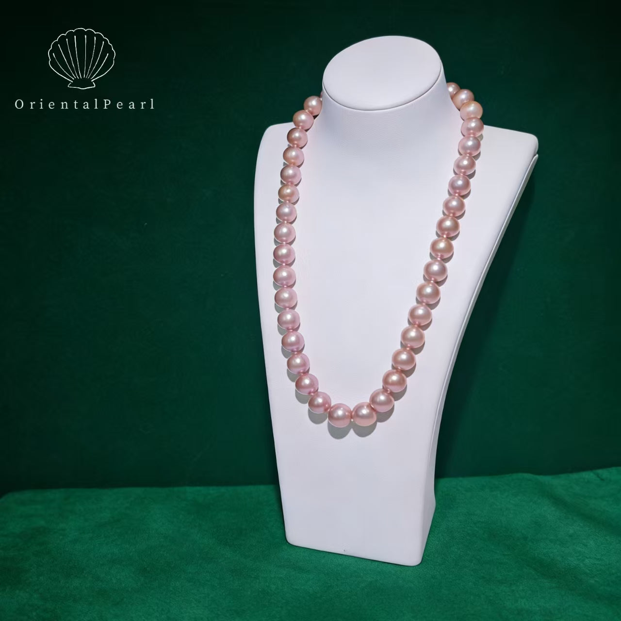 NC12-10mm-12mm Round Pinkish Purple Edison Freshwater Pearls Necklace Big Size Natural Pearls Full Strand with Sparkle Sterling Silver Infinity Clasp for Women Brides Wedding Birthday Valentine Christmas Day Gifts