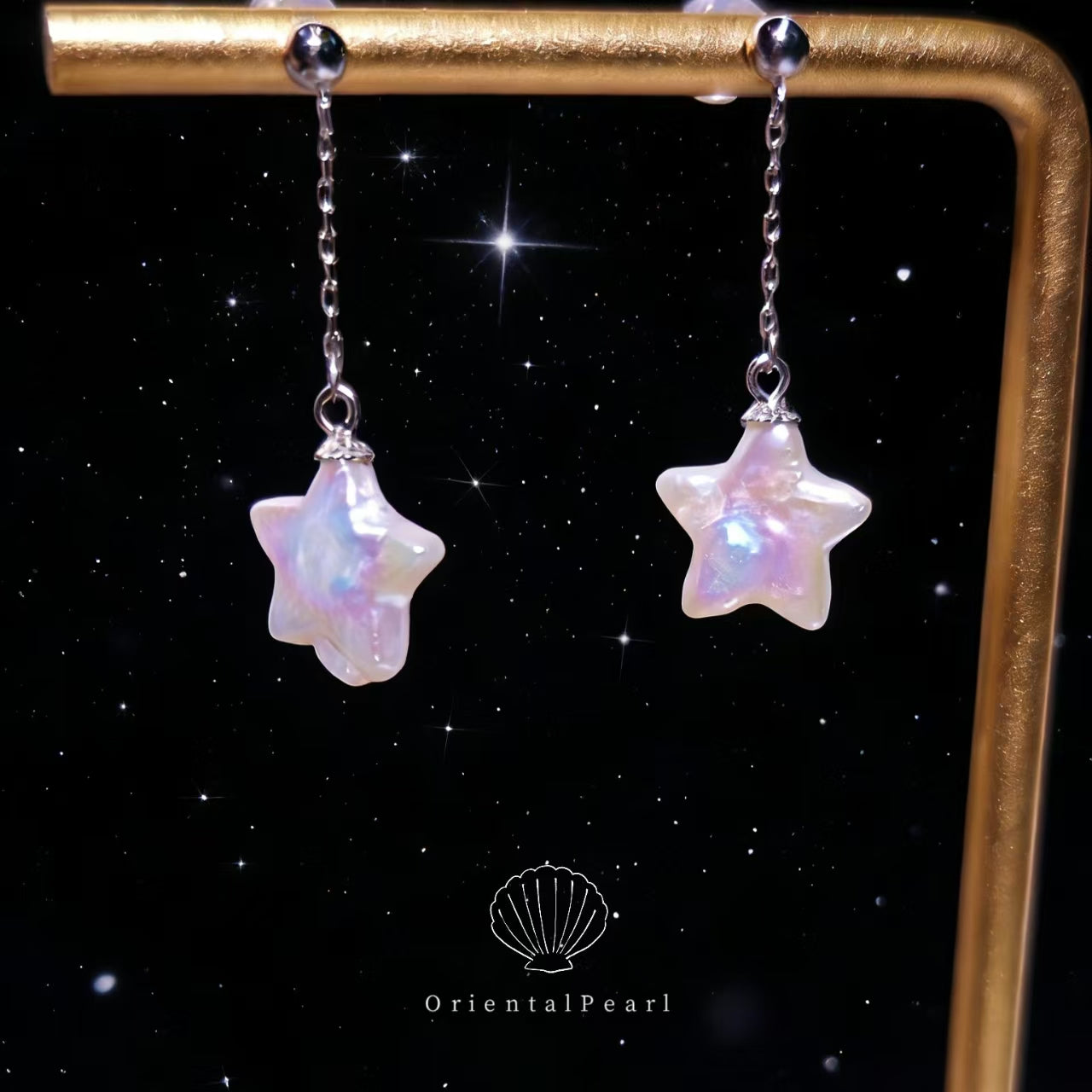 Set08-Natural Star Shape Pearl Necklace and Earring Set Baroque Irregular Star Shape Freshwater Pearl with S925 Sterling Silver Accessories Cute Romantic gift for Children Girlfriend Family