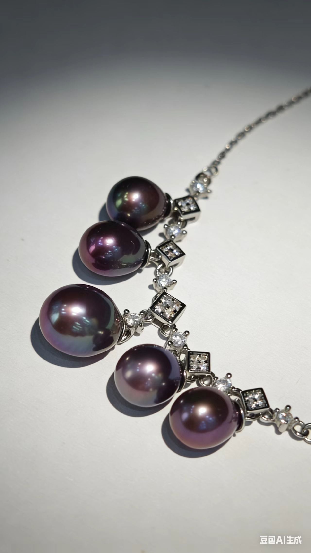 NC01-Deep Demon Purple Pearl Necklace with S925 Sterling Silver Chain with Zircon Decoration Natural Freshwater Teardrop Pearl Necklace