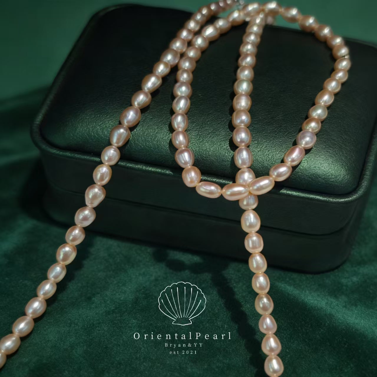 Set09-Light Pink Seedless Pearl Set Necklace and Bracelet Natural Pale Pink Color Pearls Full Strand Rice Shape Pearls Blush Dreamy Pink Color Set with S925 Clasp and Strong Luster