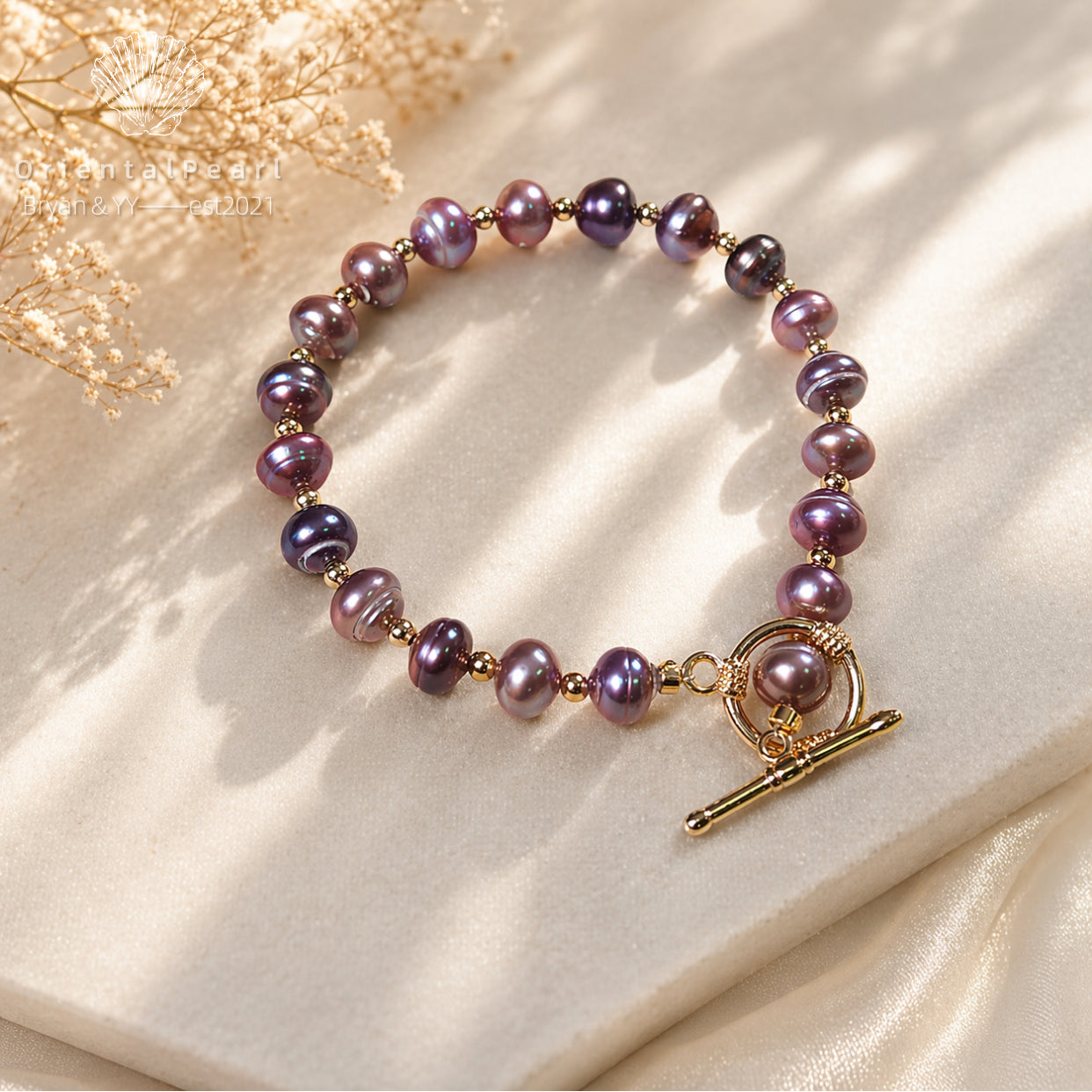 Dark Purple Iridescent Freshwater Pearl Jewelry Set