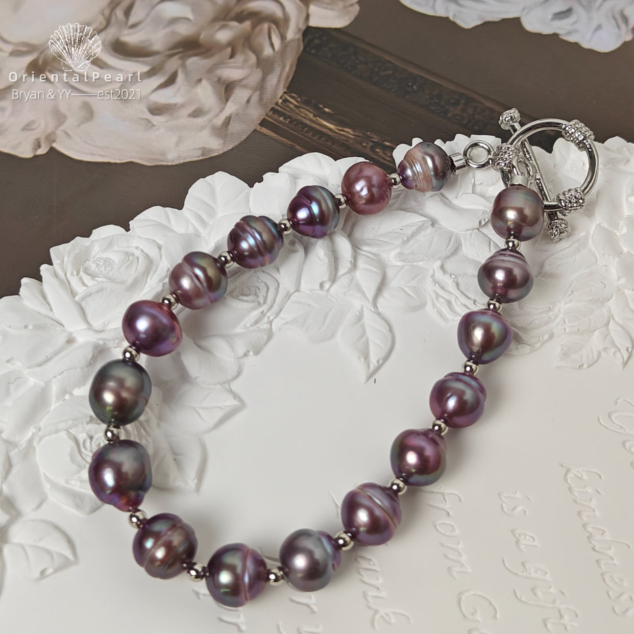Dark Purple Iridescent Freshwater Pearl Jewelry Set