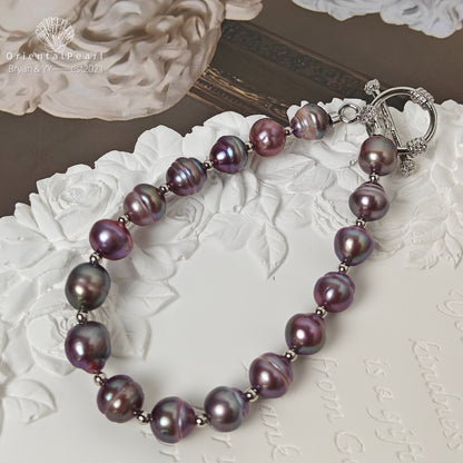 Dark Purple Iridescent Freshwater Pearl Jewelry Set