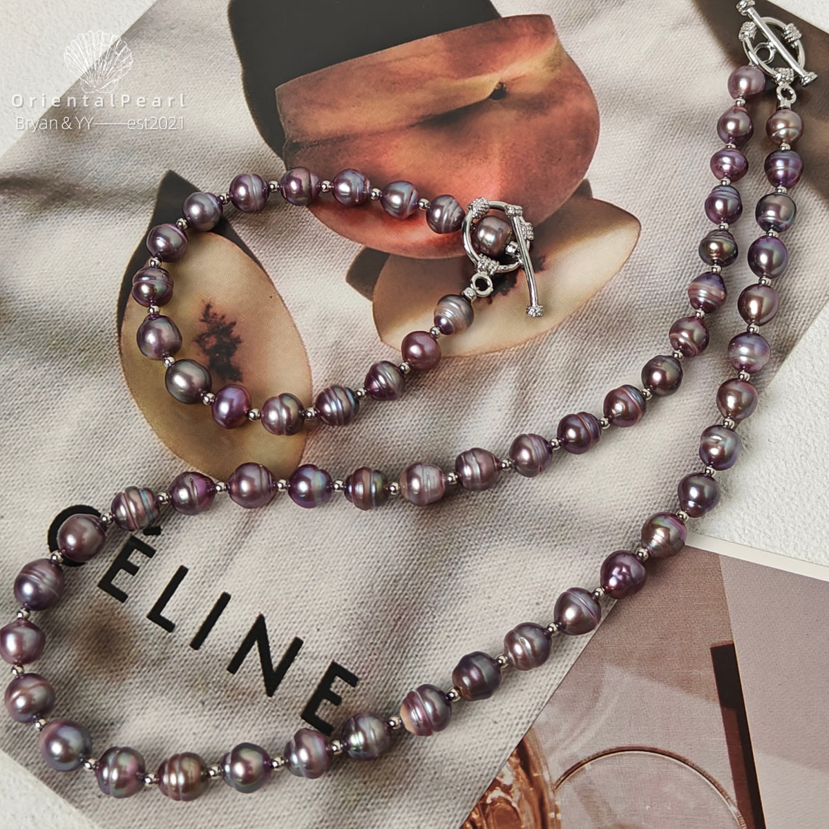 Dark Purple Iridescent Freshwater Pearl Jewelry Set