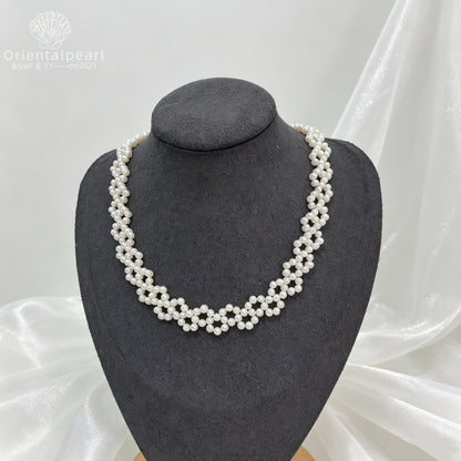 Lace Weave-High Luster Freshwater Pearl Necklace