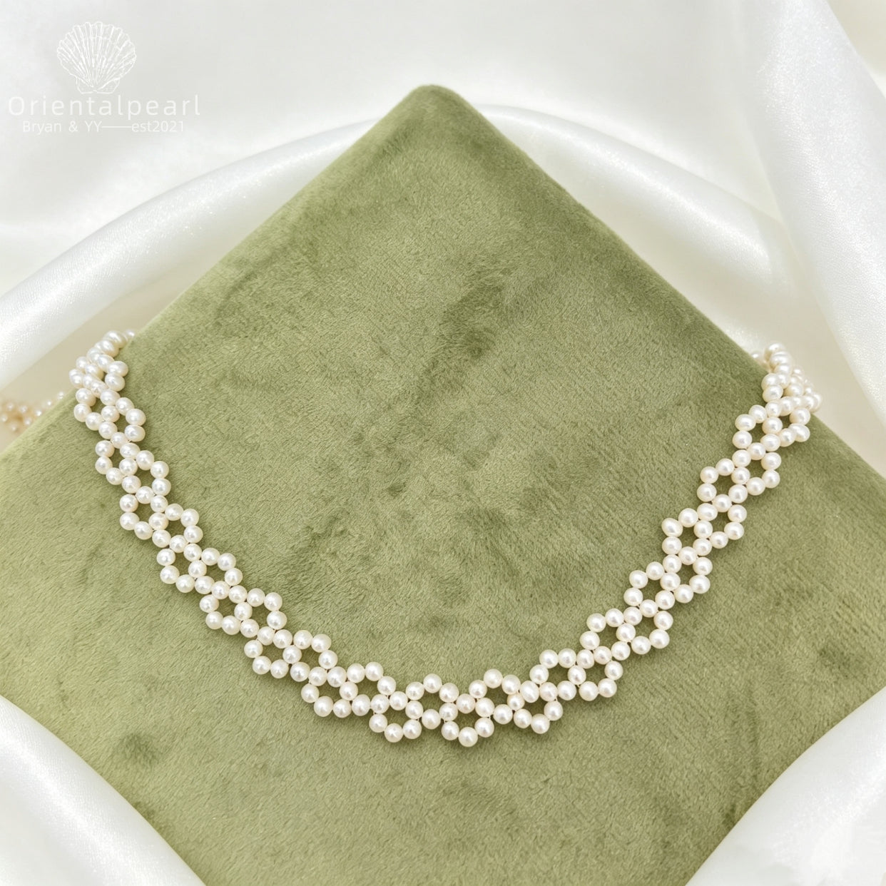 Lace Weave-High Luster Freshwater Pearl Necklace