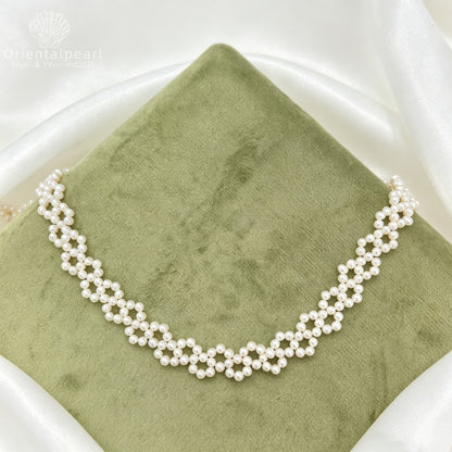 Lace Weave-High Luster Freshwater Pearl Necklace