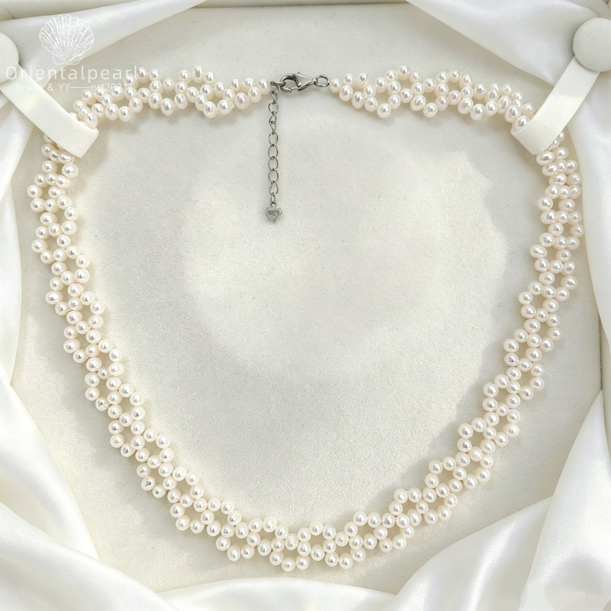 Lace Weave-High Luster Freshwater Pearl Necklace