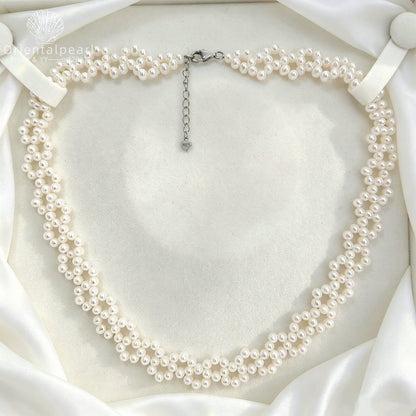 Lace Weave-High Luster Freshwater Pearl Necklace