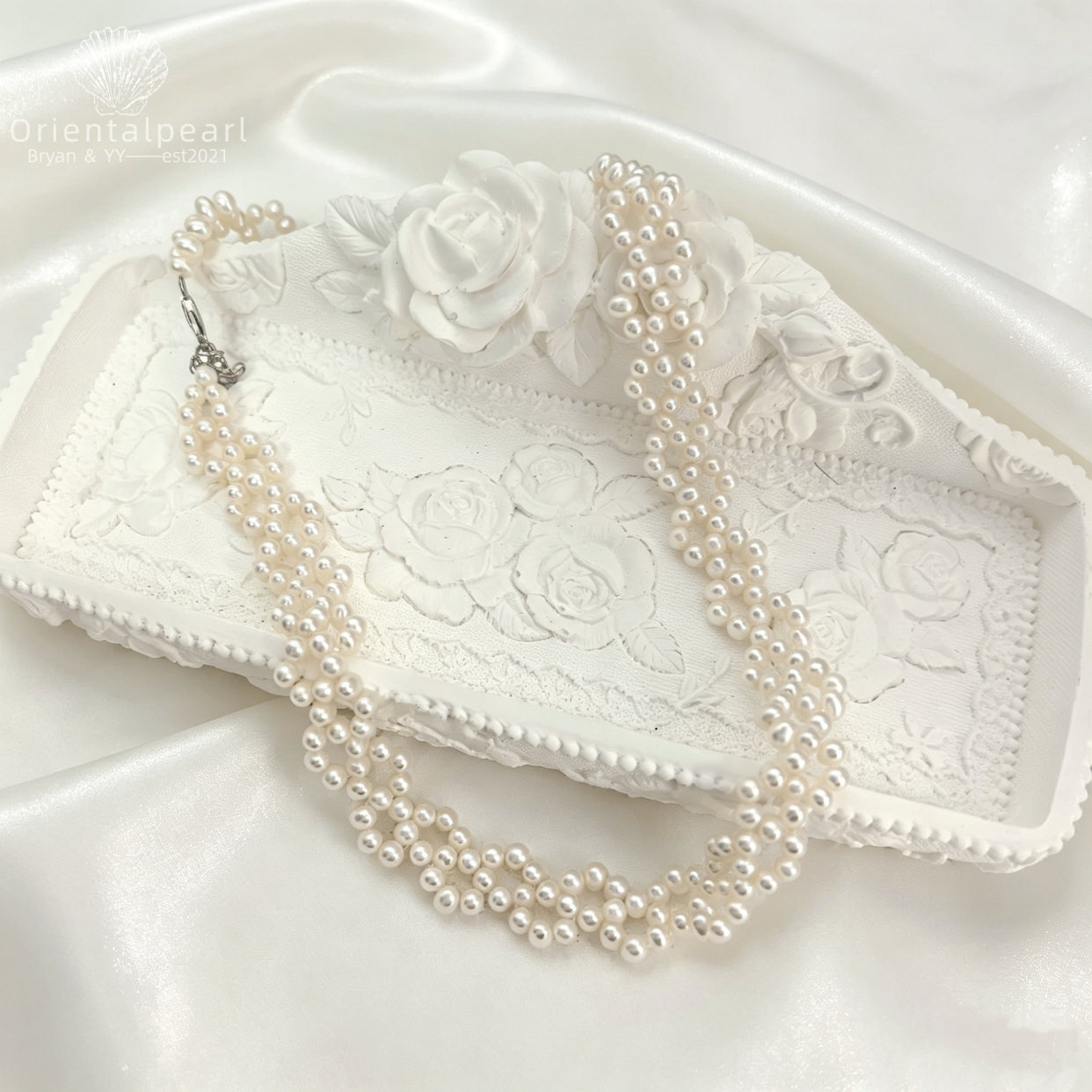 Lace Weave-High Luster Freshwater Pearl Necklace