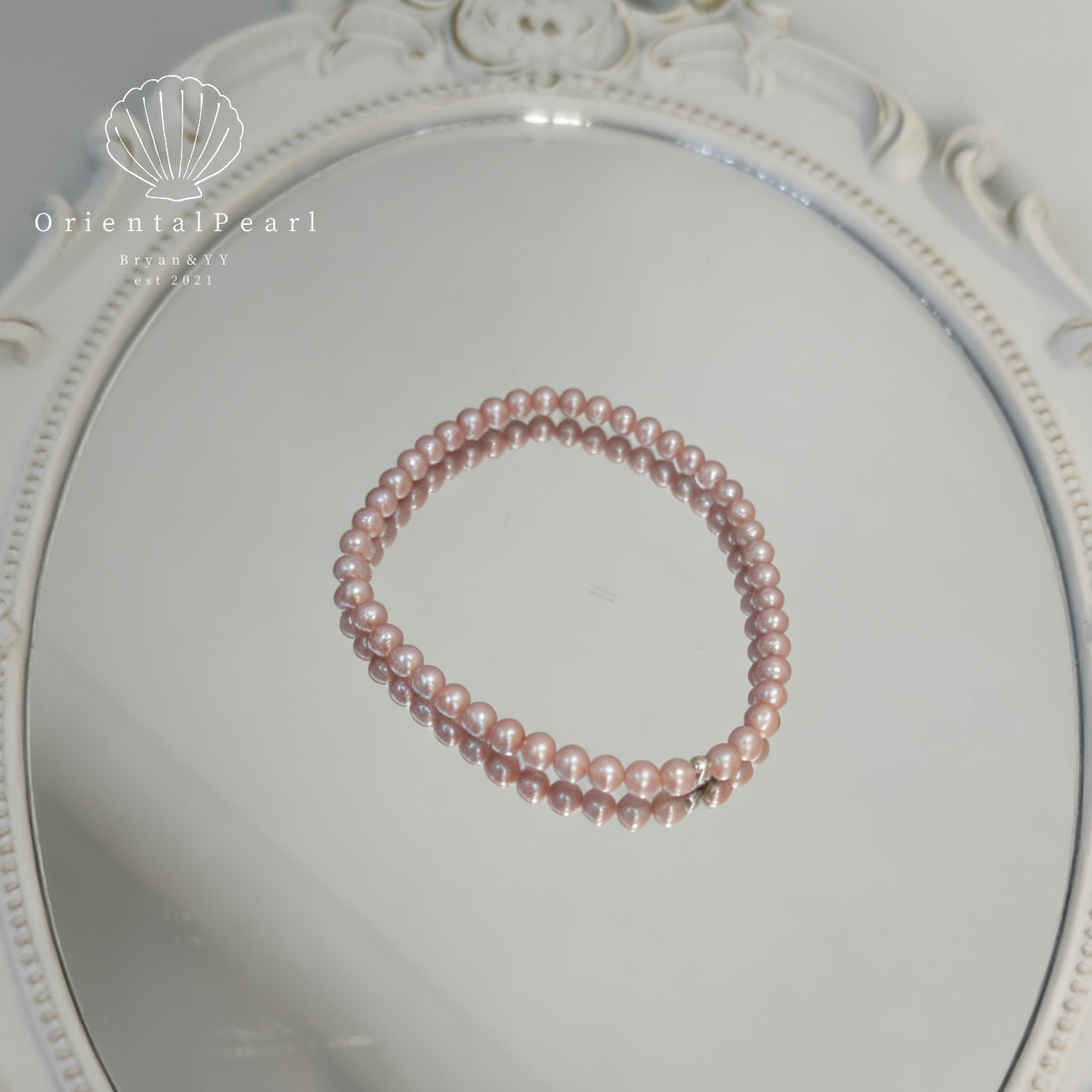 NC15-Baby Pink Glow 4mm-5mm Round Natural Pearls Pinkish Light Purple Necklace and Stretchy Bracelet Set Small Pearls with Sterling Silver Clasp Tini Pearls Daily Wear Elegant Set