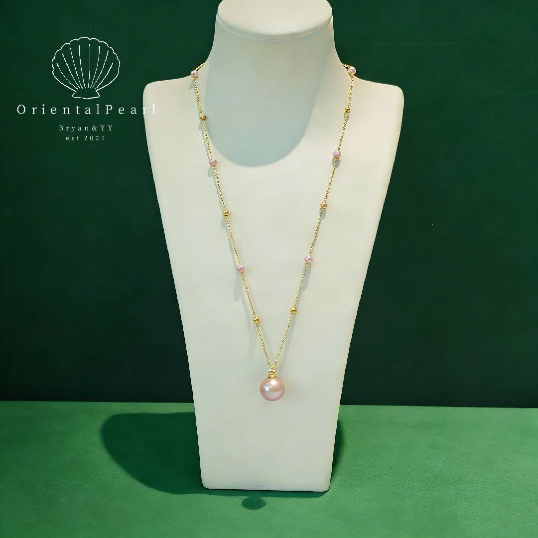 NC14-Classic Series S925 Starry Night Freshwater Pearl Necklace Purple Baby Pearls and Big Edison Pearl Ideal for Daily Wear Weddings & Birthdays