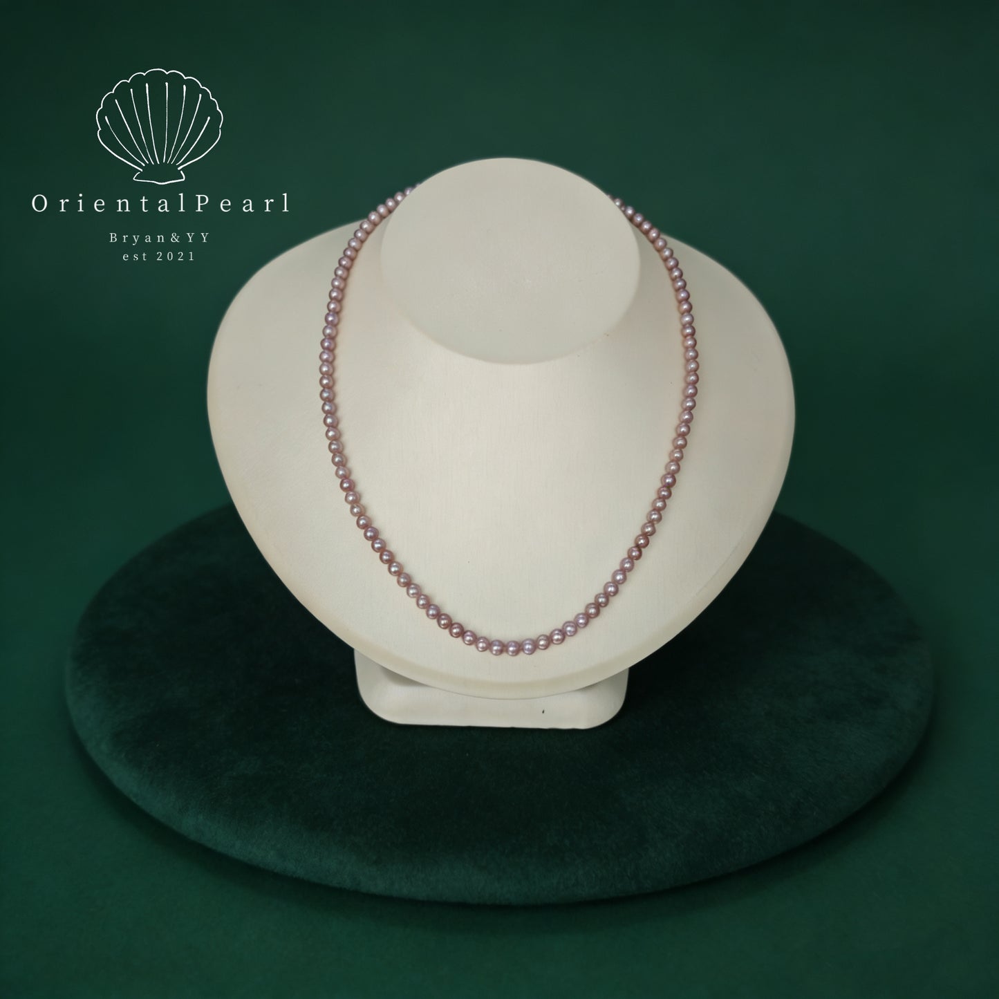 NC15-Baby Pink Glow 4mm-5mm Round Natural Pearls Pinkish Light Purple Necklace and Stretchy Bracelet Set Small Pearls with Sterling Silver Clasp Tini Pearls Daily Wear Elegant Set