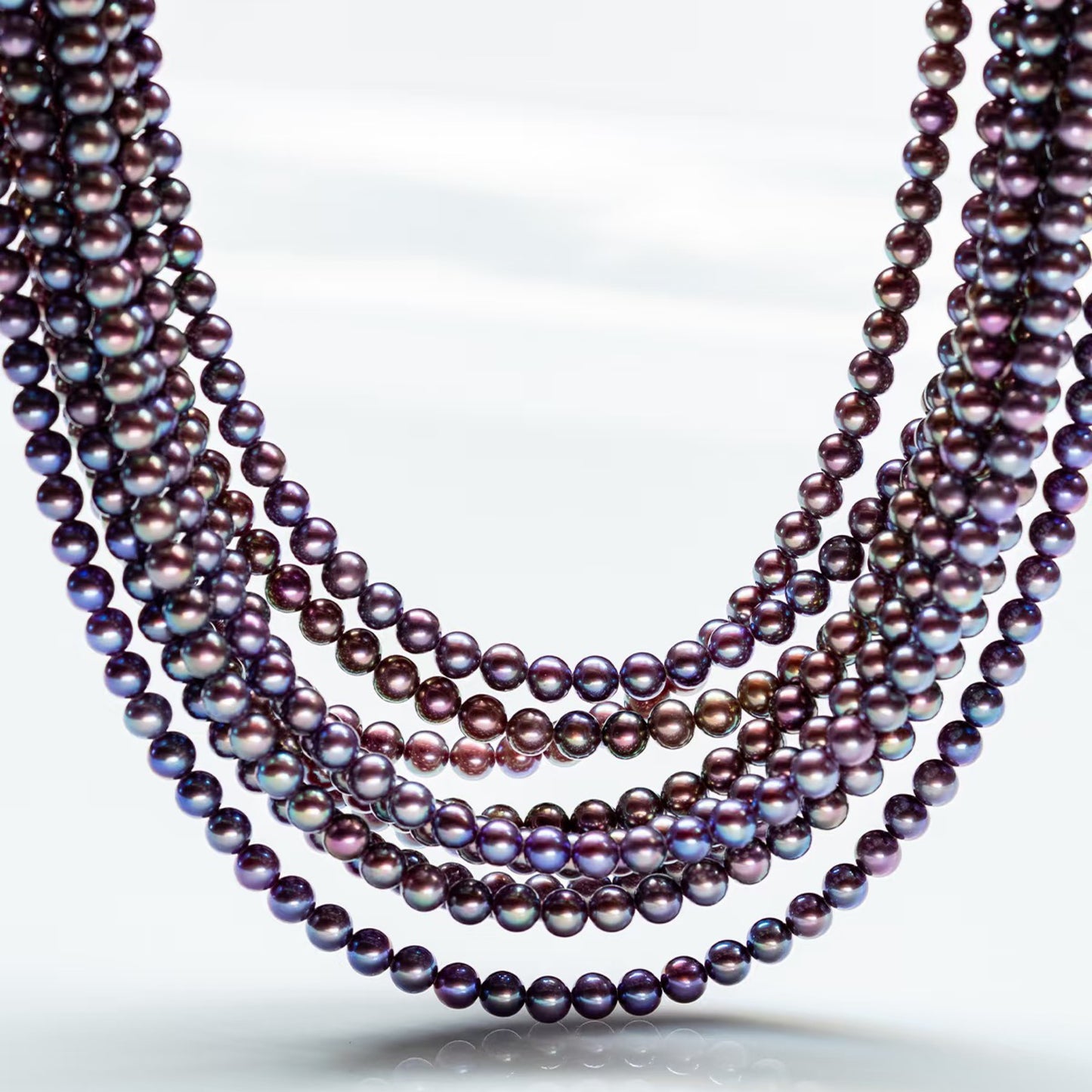 NC17-Demon Purple Pearl Necklace Round Baby Pearls Full Strand Wired Deep Purple Color Pearls with Strong Luster 18 inches and 20inches with S925 Sterling Silver Clasp and extender Necklace