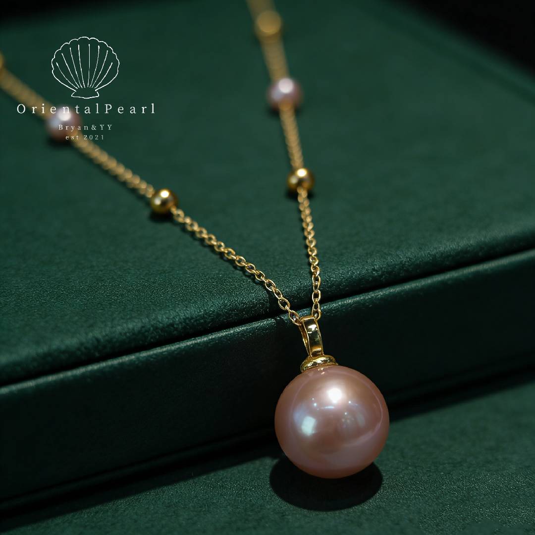 NC14-Classic Series S925 Starry Night Freshwater Pearl Necklace Purple Baby Pearls and Big Edison Pearl Ideal for Daily Wear Weddings & Birthdays