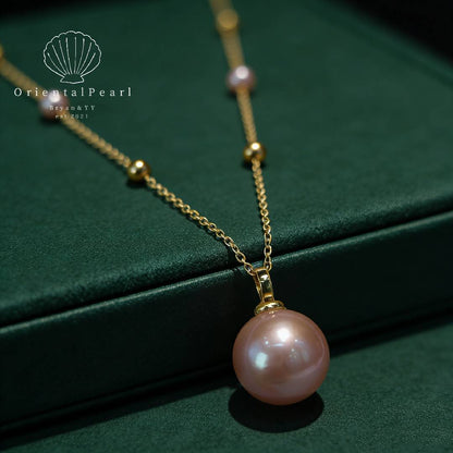 NC14-Classic Series S925 Starry Night Freshwater Pearl Necklace Purple Baby Pearls and Big Edison Pearl Ideal for Daily Wear Weddings & Birthdays