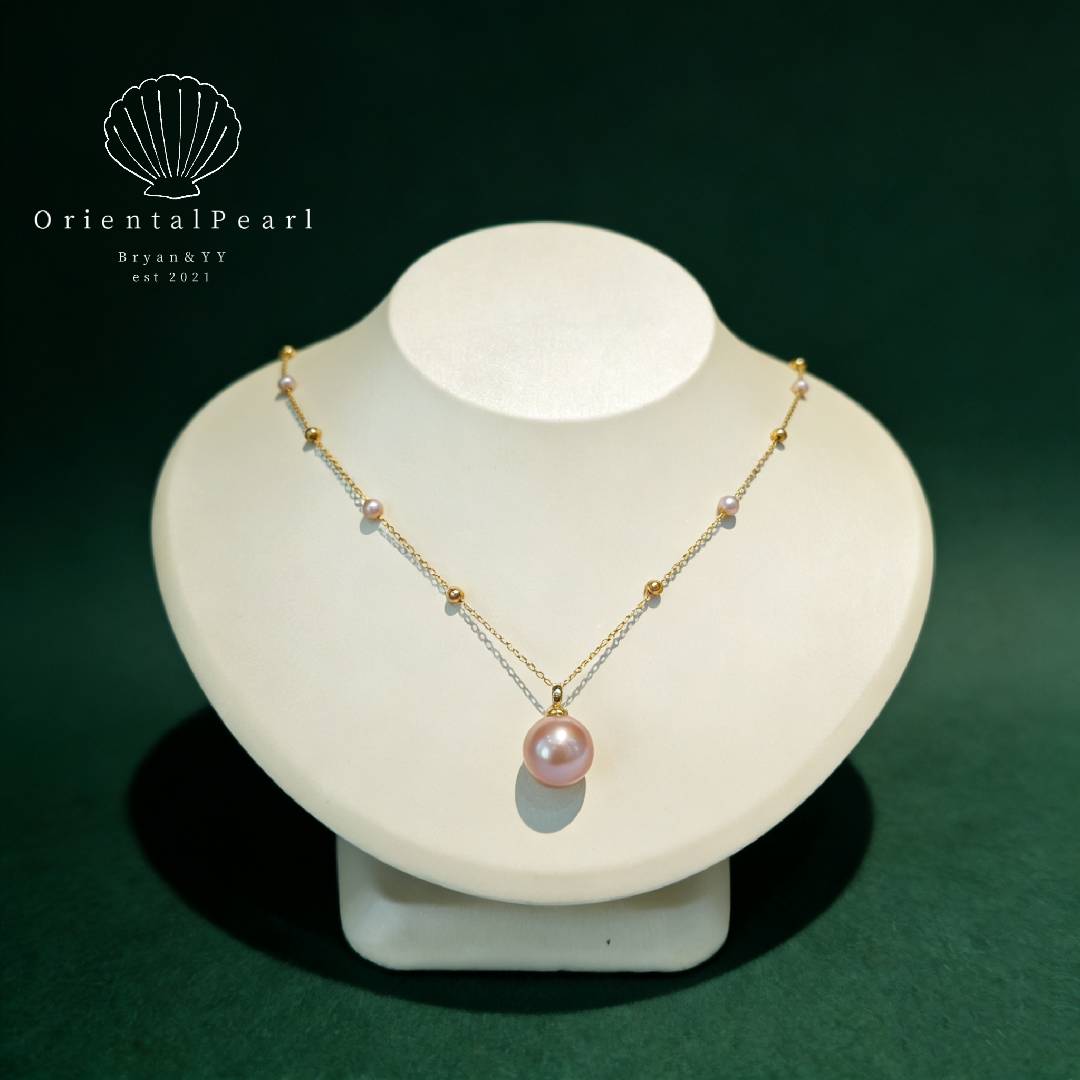 NC14-Classic Series S925 Starry Night Freshwater Pearl Necklace Purple Baby Pearls and Big Edison Pearl Ideal for Daily Wear Weddings & Birthdays