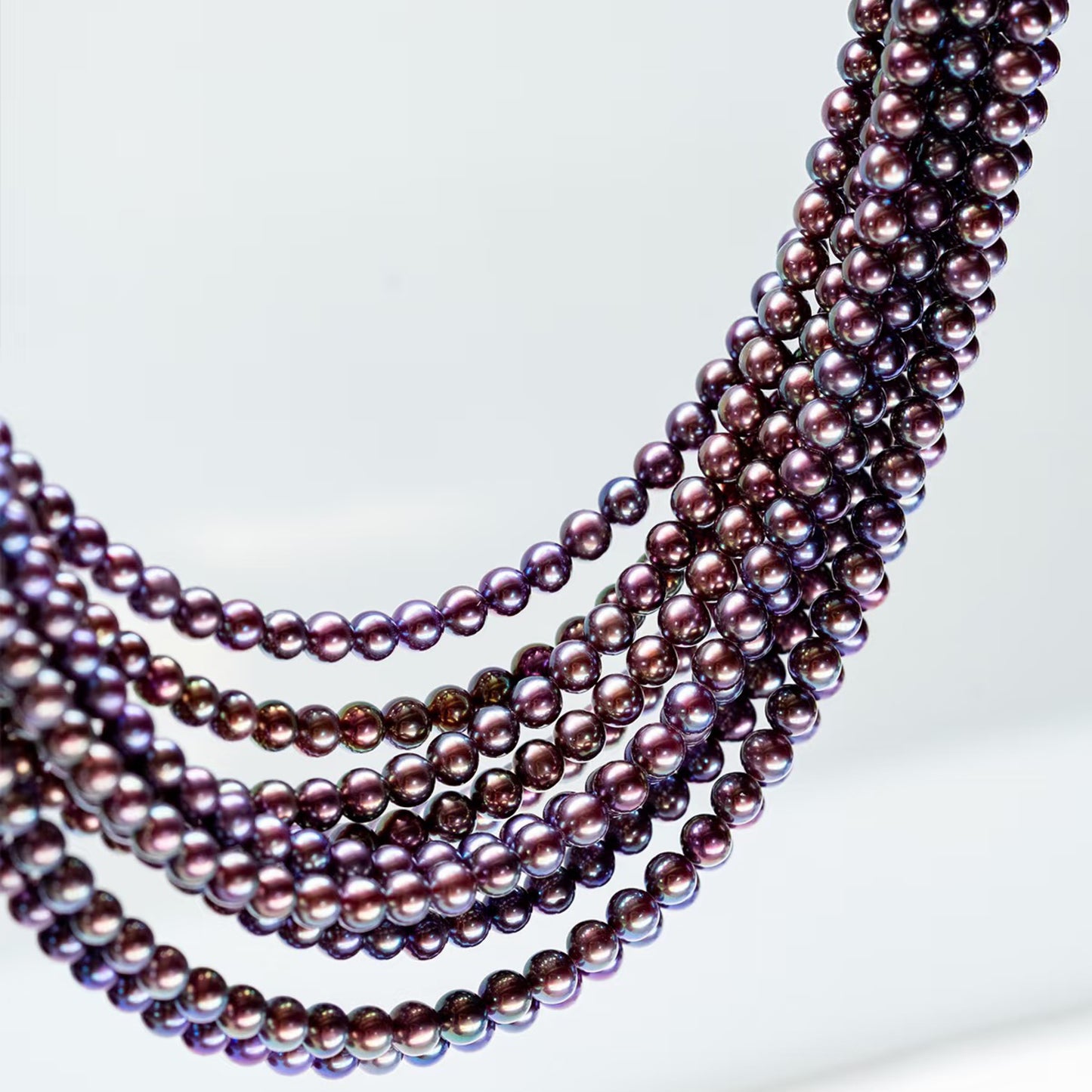 NC17-Demon Purple Pearl Necklace Round Baby Pearls Full Strand Wired Deep Purple Color Pearls with Strong Luster 18 inches and 20inches with S925 Sterling Silver Clasp and extender Necklace