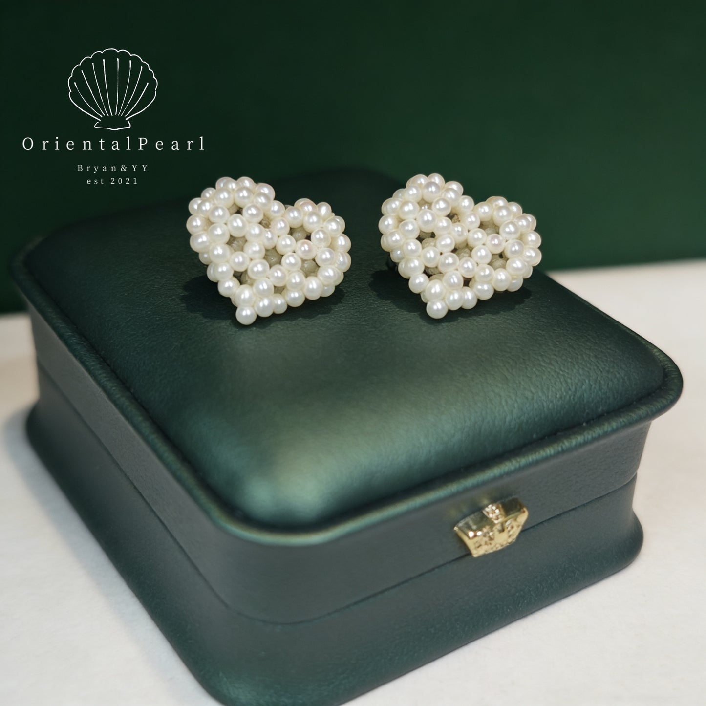 NC18-3D Heart Pearls Necklace and Earring Set You Have All My Love Natural Small Baby Pearls Set with S925 Sterling Silver Chain Adjustable Necklace with Pearls Studs for Valentine's Day