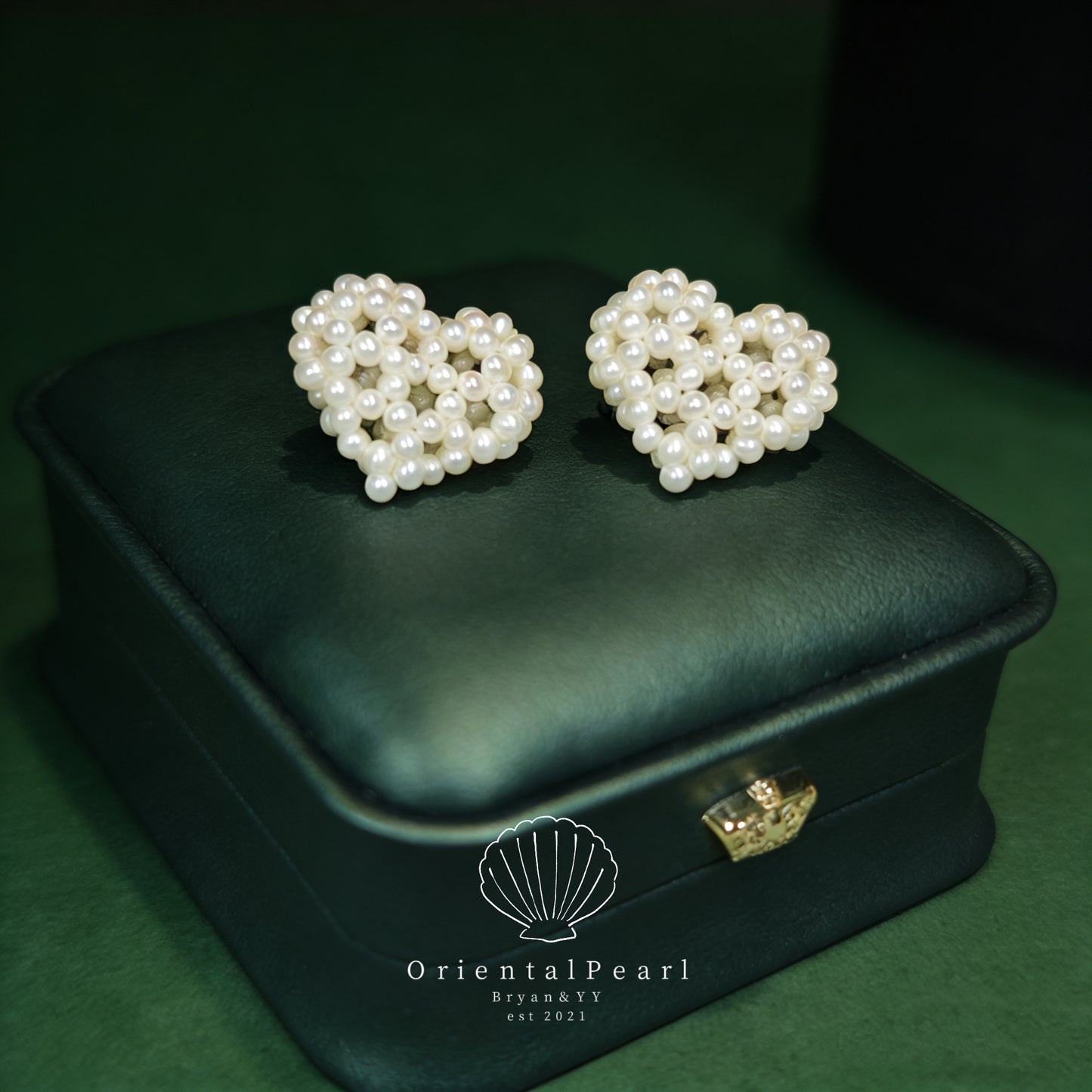 NC18-3D Heart Pearls Necklace and Earring Set You Have All My Love Natural Small Baby Pearls Set with S925 Sterling Silver Chain Adjustable Necklace with Pearls Studs for Valentine's Day