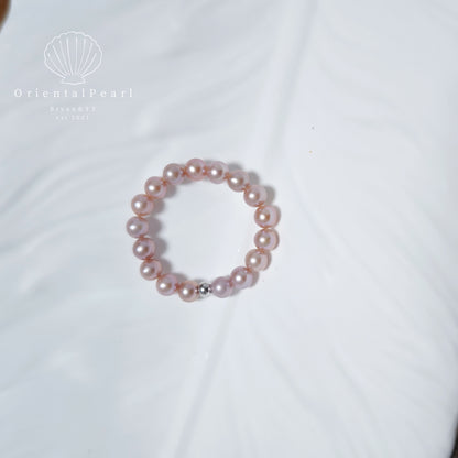 R06-The Aurora Luminous Pearl Ring Hand-Selected Freshwater Pearls with a Signature Sun-Kissed Accent.Freshwater Pearl Ring, Luminous Pearl Jewelry, Stretch Pearl Ring, Minimalist Ring, Elegant Beaded Ring, Stackable Ring
