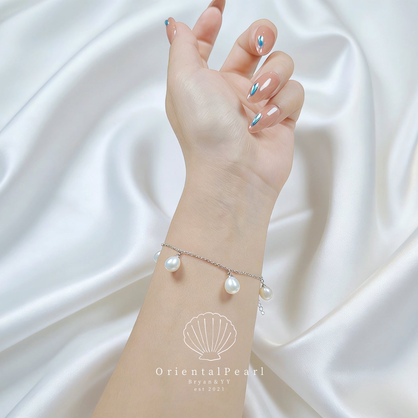 B04-Star Trial White Rice Pearl Bracelet