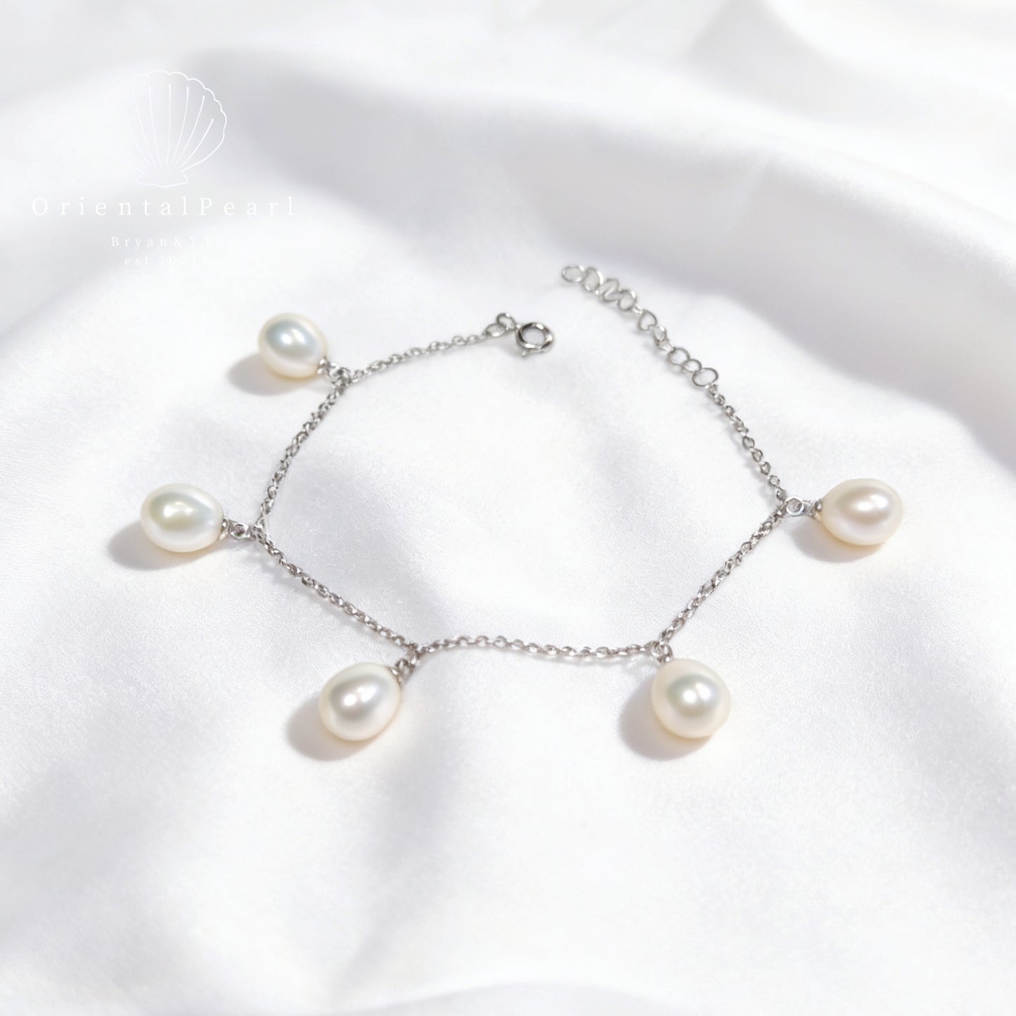 B04-Star Trial White Rice Pearl Bracelet