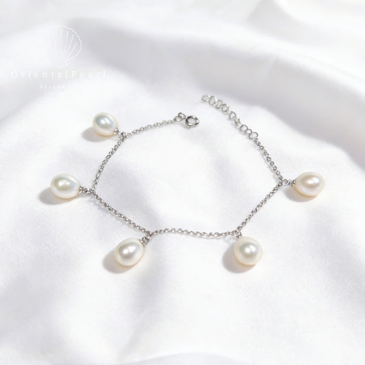 B04-Star Trial White Rice Pearl Bracelet