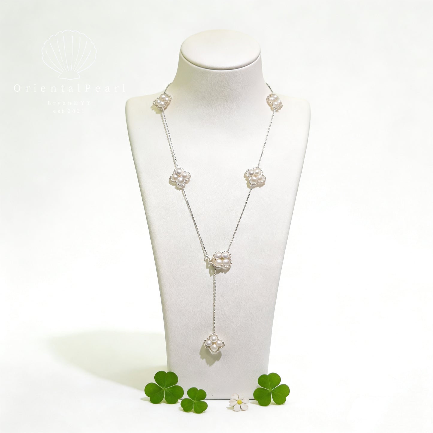 NC25-Lucky Clover Freshwater Pearl Necklace