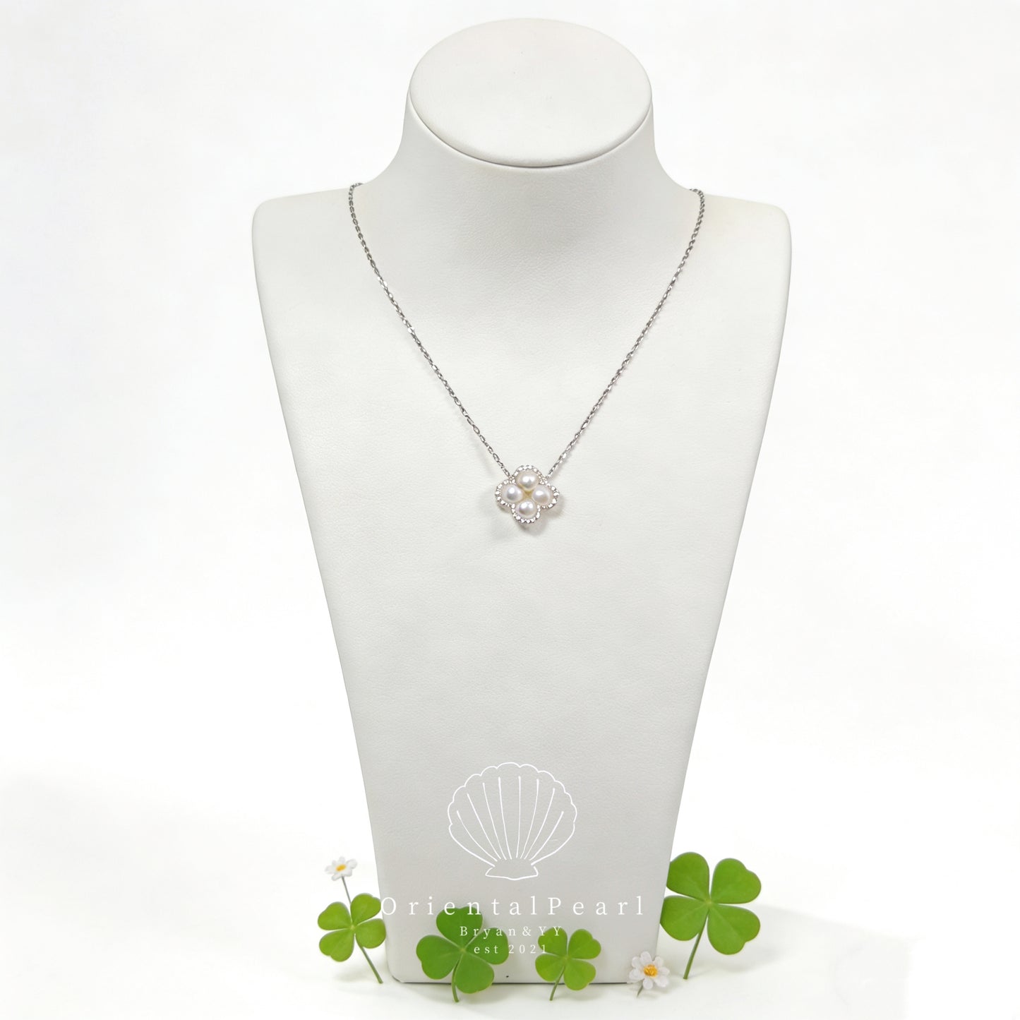NC24-Four-leaf Clover Pearl Necklace