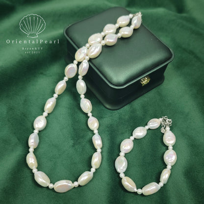 Lollipop Oval Shape Baroque Pearl Set