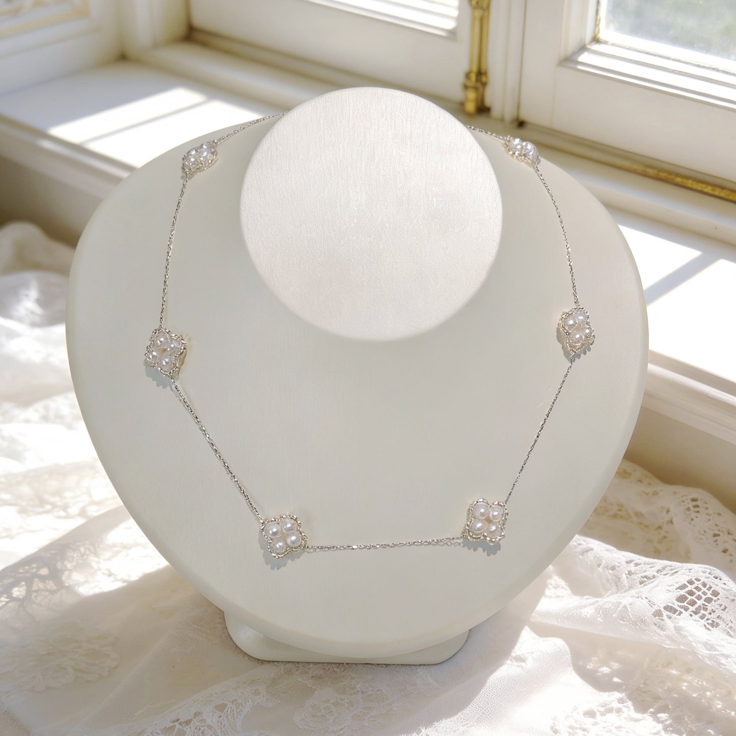 NC25-Lucky Clover Freshwater Pearl Necklace